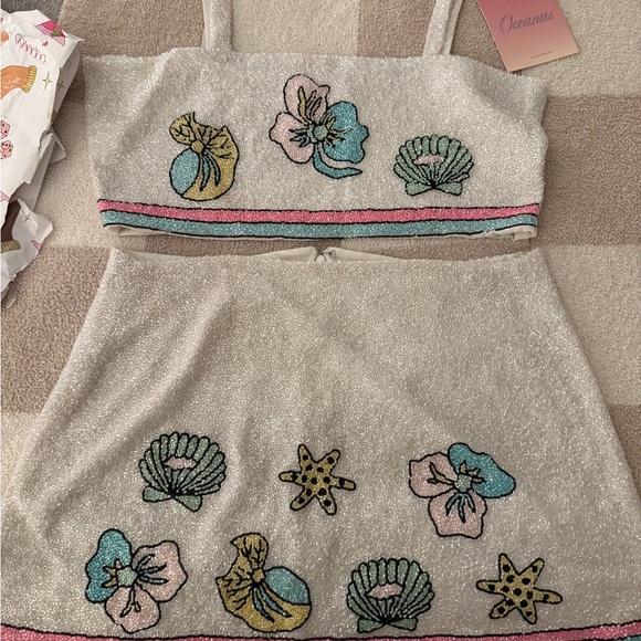 Oceanus Seashell Embroidered Two-Piece Set - Picture 3 of 11